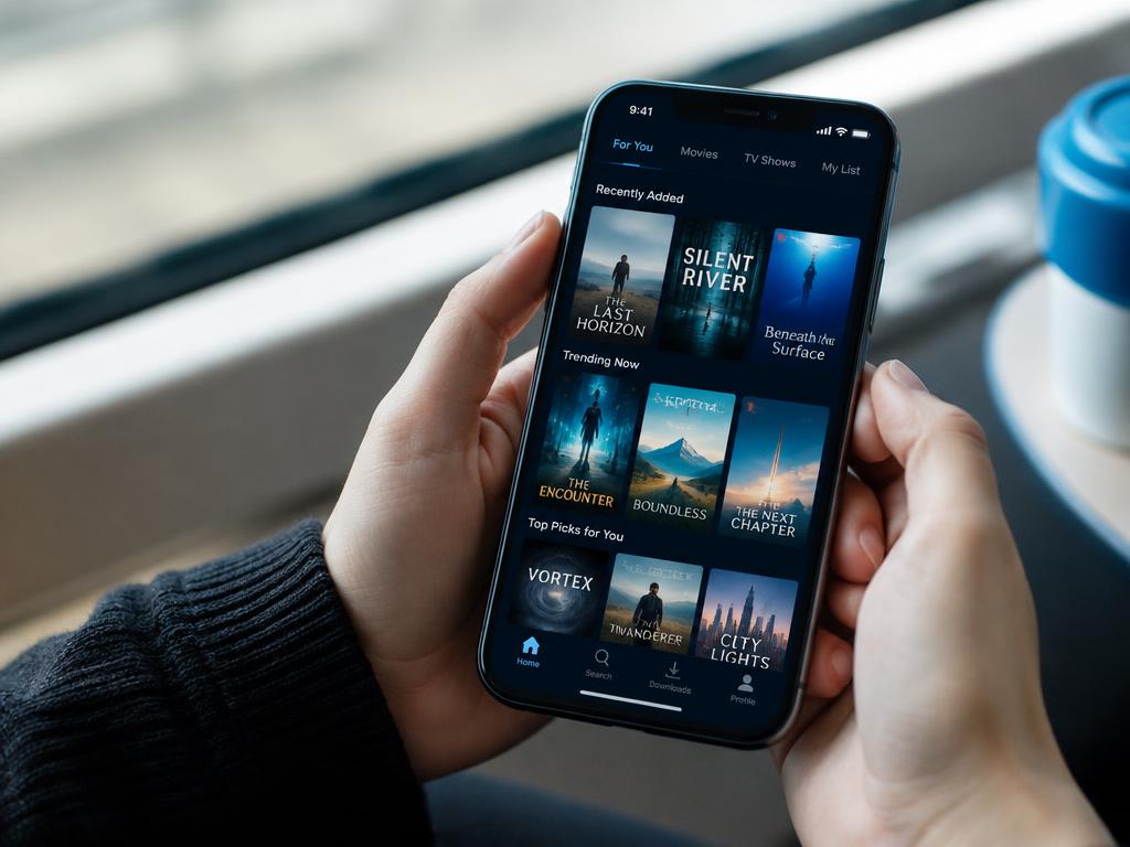 Smartphone affichant une application de streaming